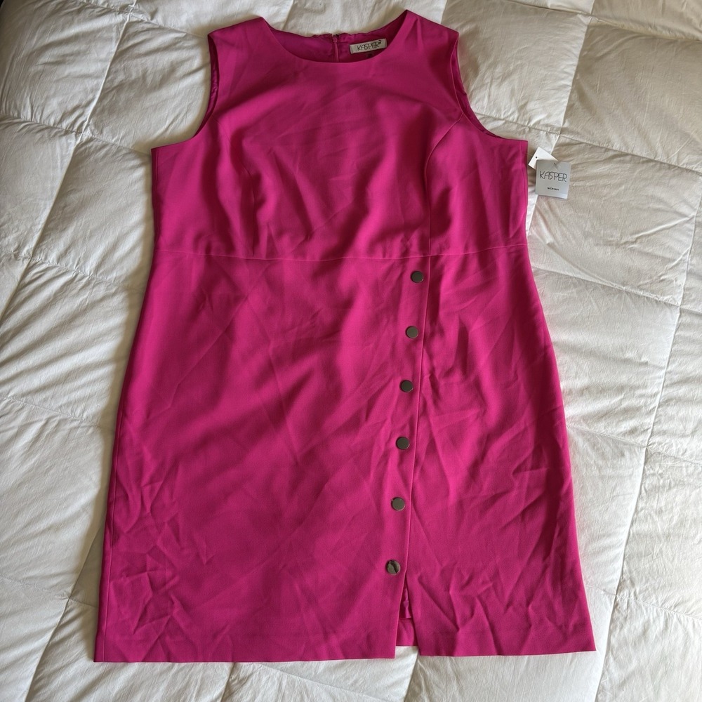 NWT Kasper Sheath Dress Plus 24W Hot Pink Barbiecore Career Glam Boss Maximalist